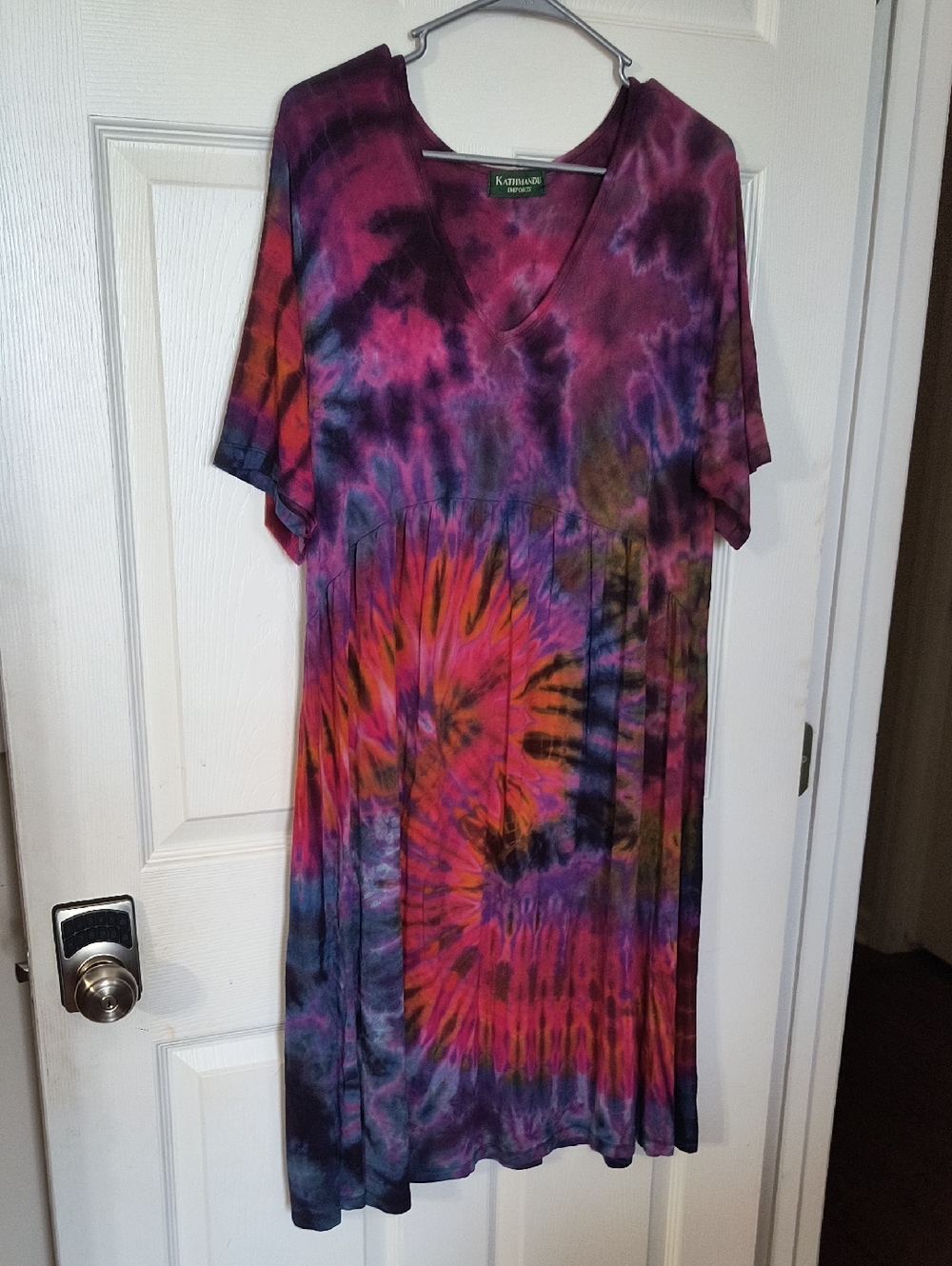 Kathmandu Purple and Pink Tie-Dye V-Neck Dress